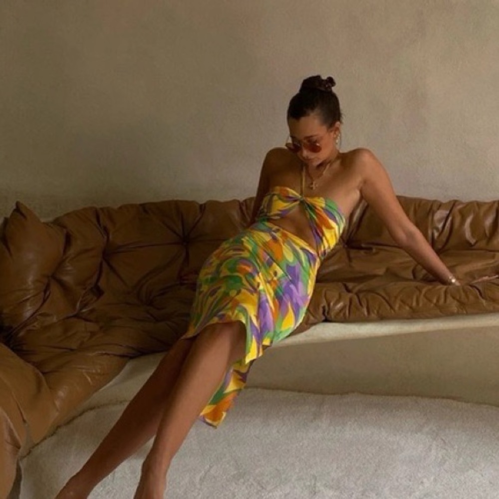 Danielle Bernstein The Halter Dress in Saved By The Bell Multi Large